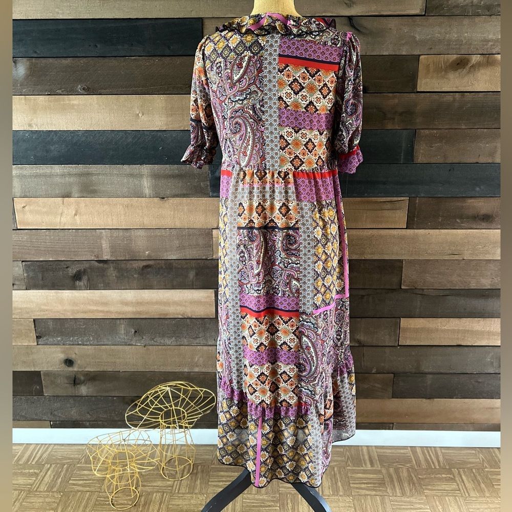 Bohemian Paisley Maxi Dress in Pink and Brown - Picture 4 of 5